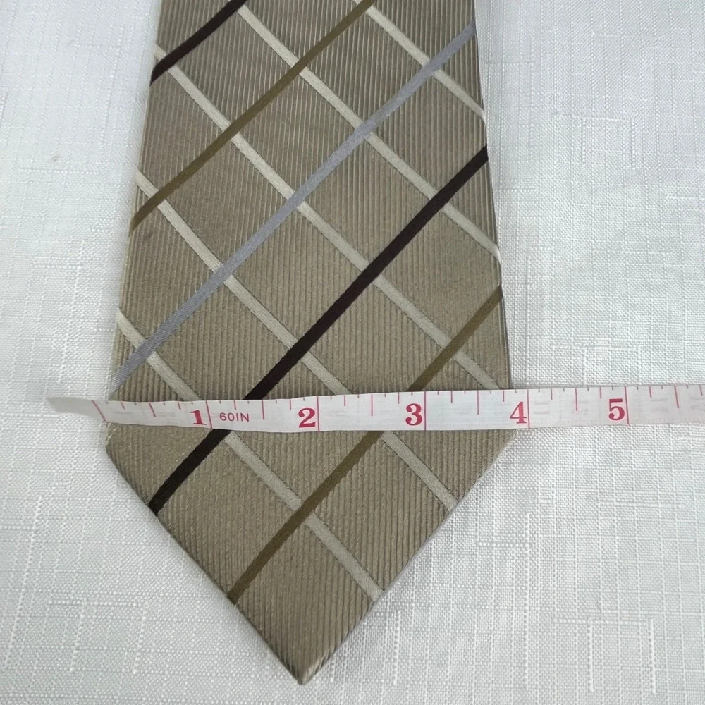 Donald J. Trump Silk Tie Mens One Size Champagne Gold Plaid Signature Collection